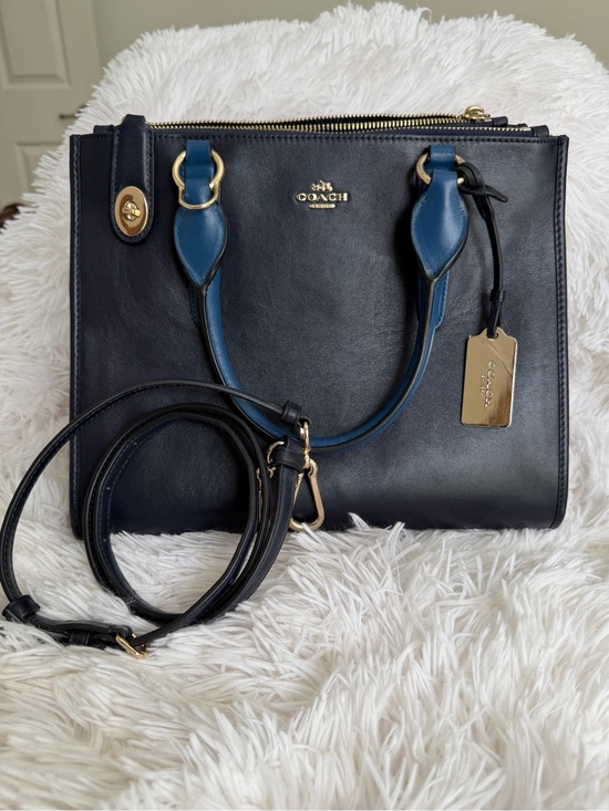 Coach Handbags - NWOT Coach Crosby Carryall Navy Blue Colorblock Leather Crossbody Satchel Tote